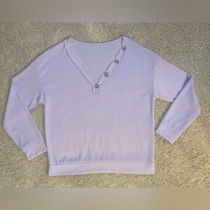 SHEIN Women's Lavender V-Neck Shirt with Buttons Size Medium/ 6